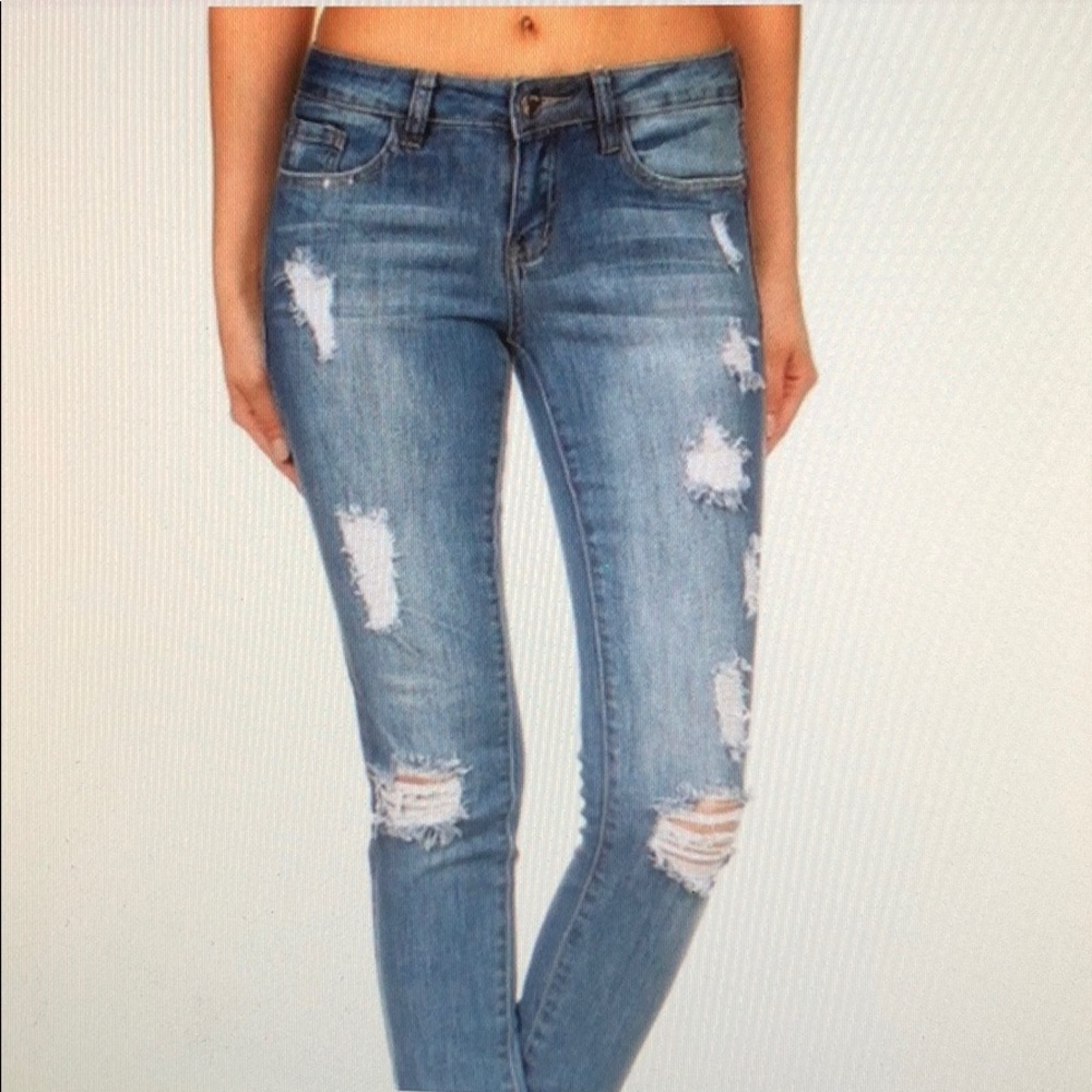 Slim Fit Distressed Jeans
